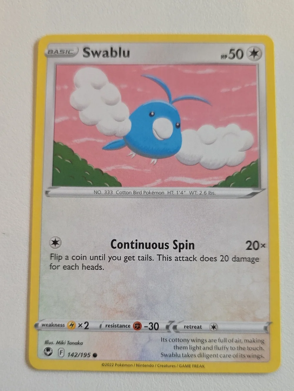Pokemon Swablu Trading Cards